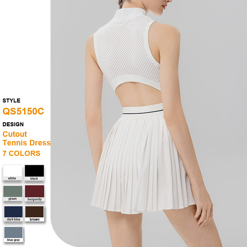 White cutout tennis dress rear view and color options