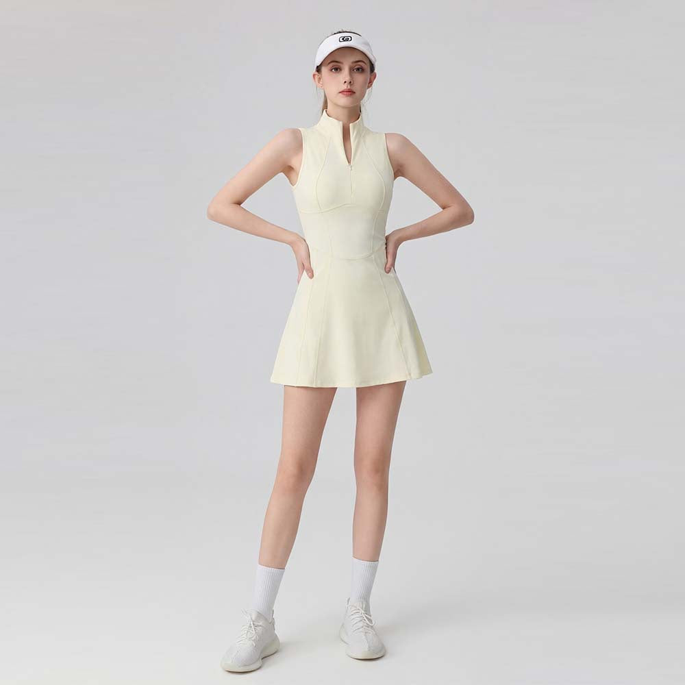 Sleeveless zip tennis dress with built-in shorts – image 8