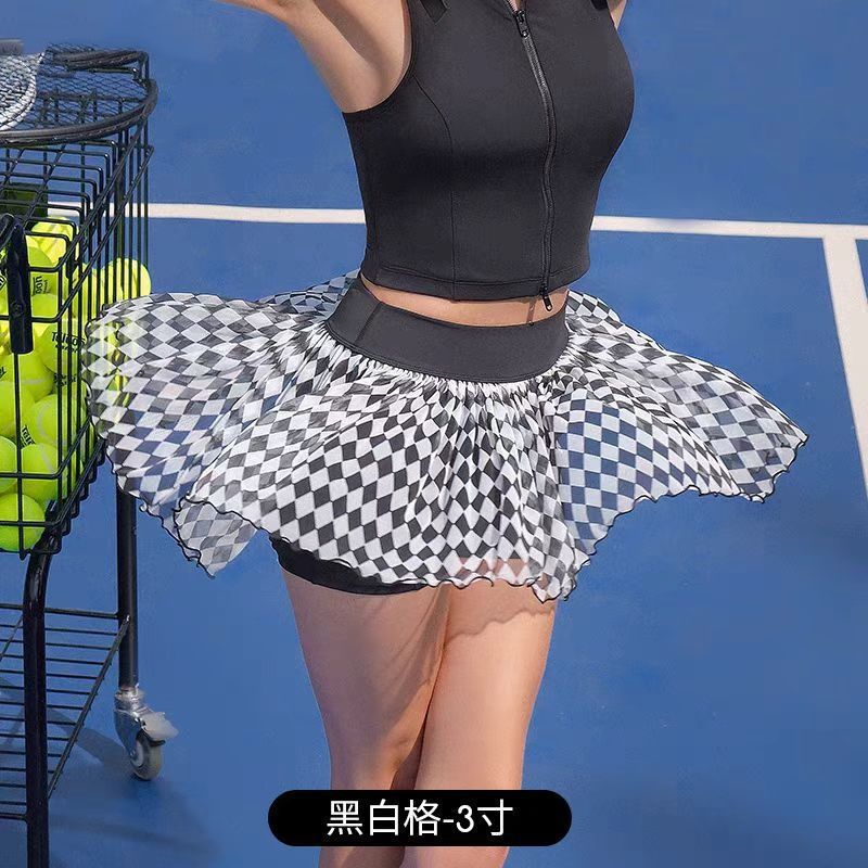 Women's Sleeveless Polo Tennis Top & Checkered Skirt Separates
