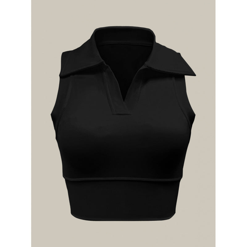 Women's Polo Neck Active Tank Top – product view 8