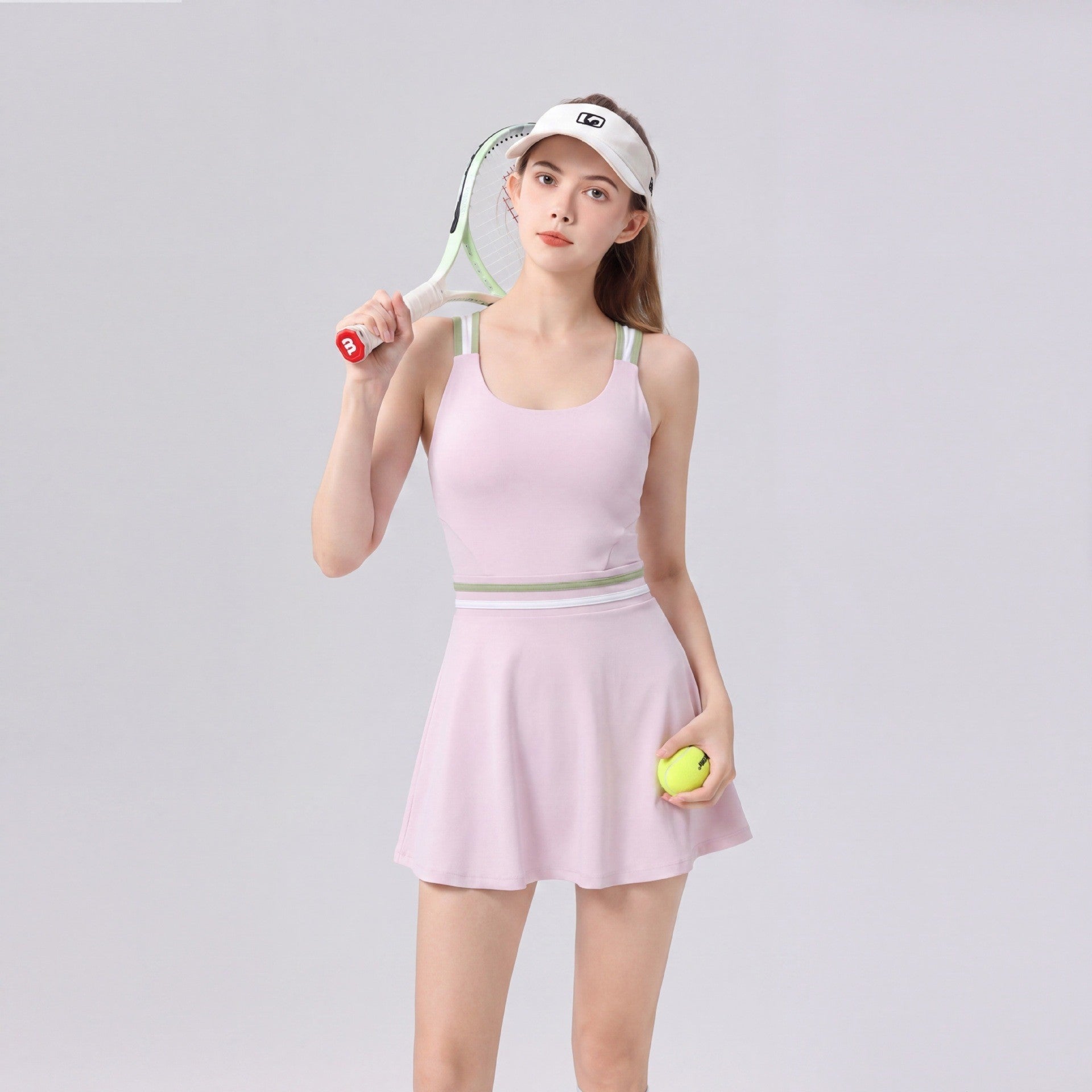 Women's Color-Block Open-Back Tennis Dress with Built-In Bra