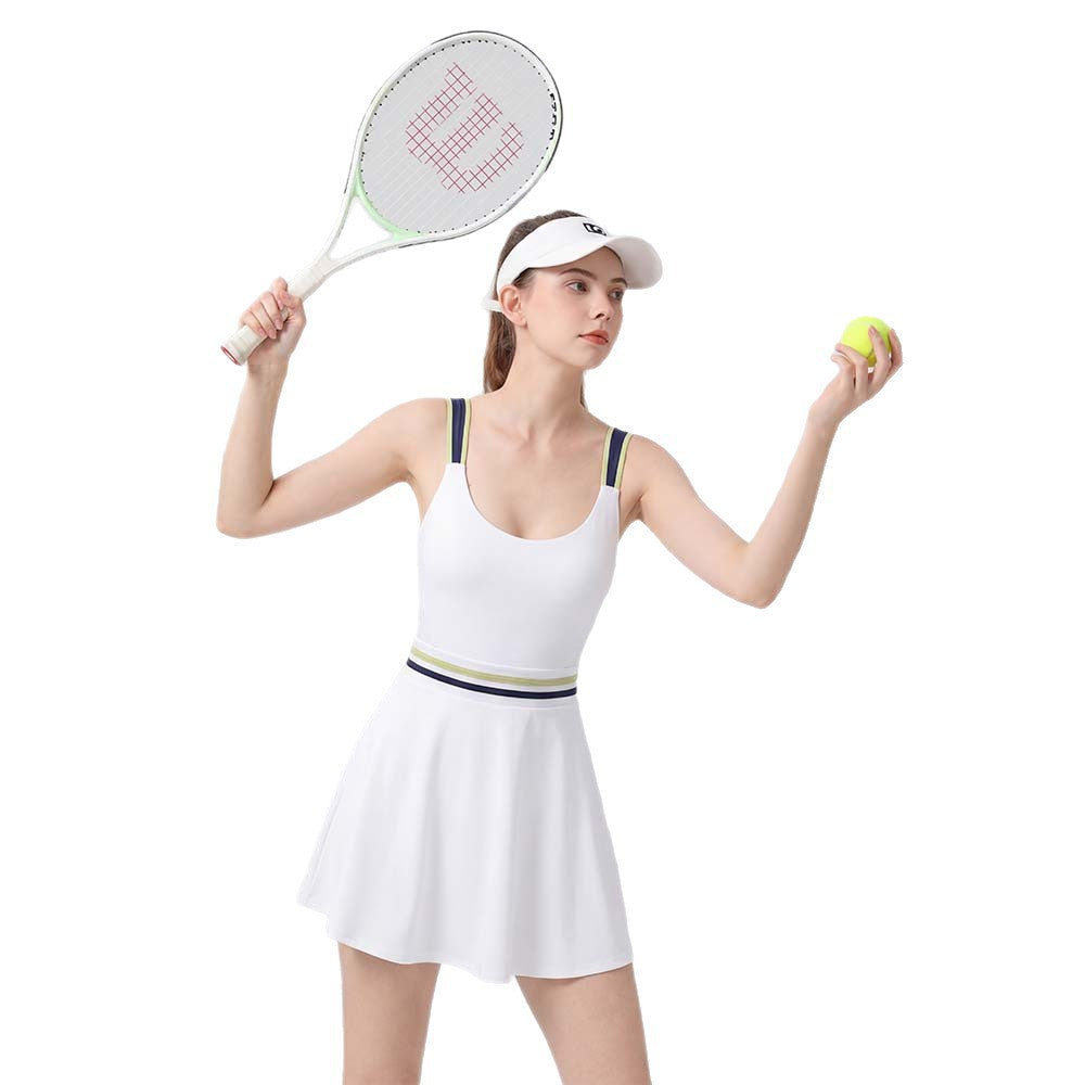 Women's Color-Block Open-Back Tennis Dress with Built-In Bra