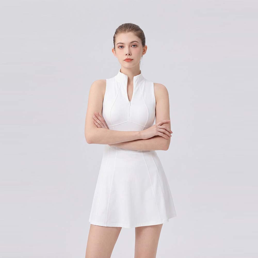 Sleeveless zip tennis dress with built-in shorts – image 7