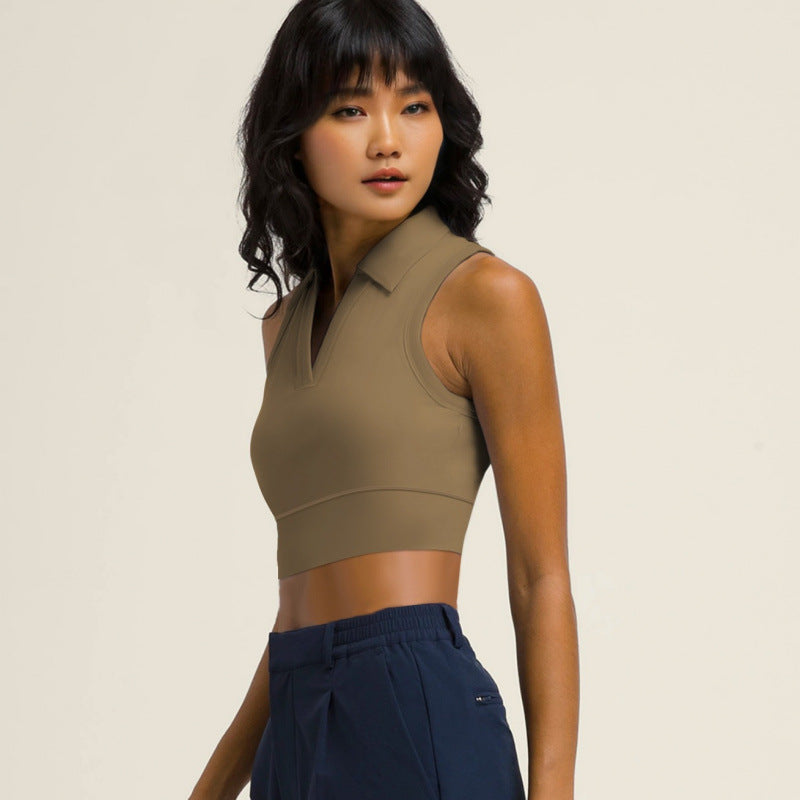 Women's Polo Neck Active Tank Top – product view 4