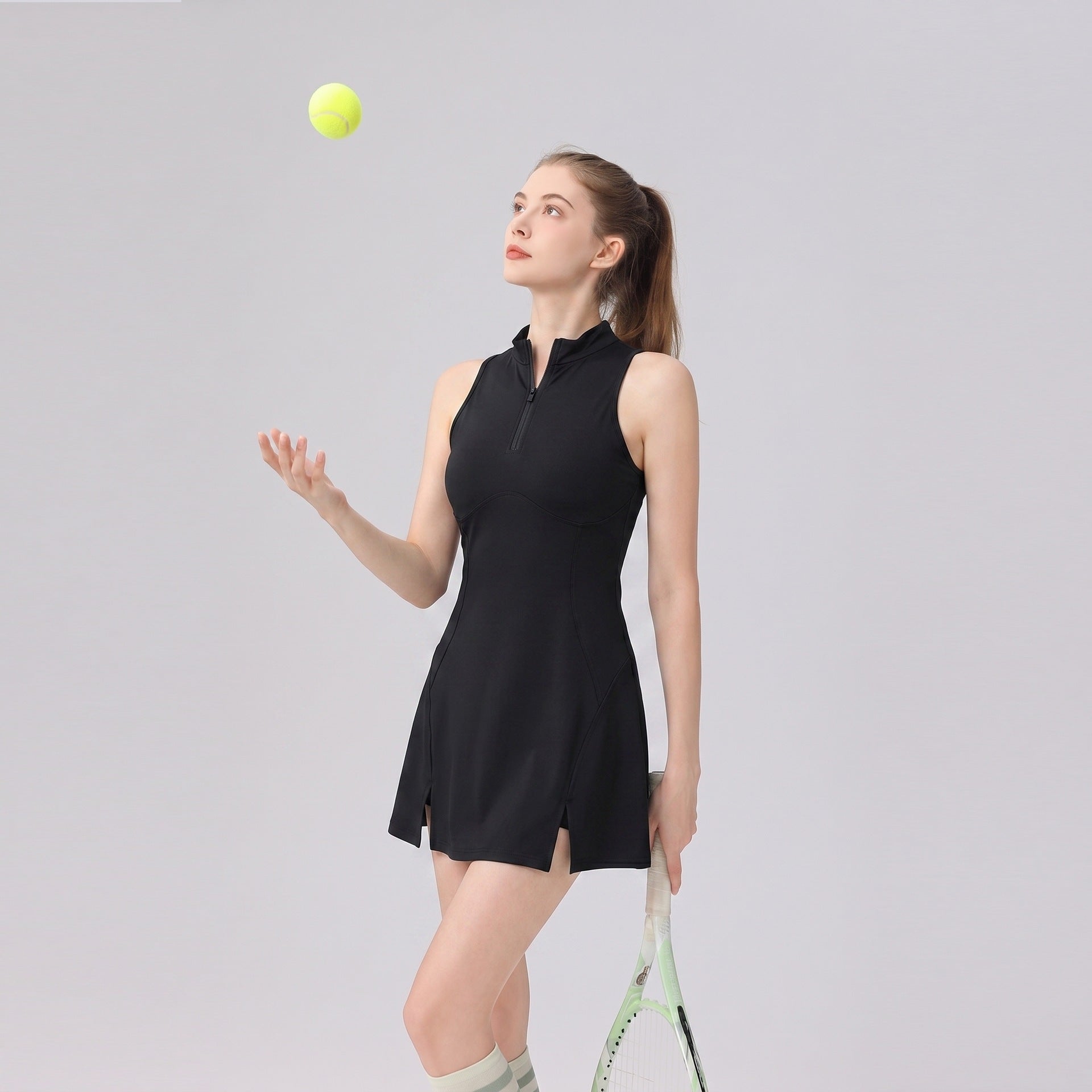 Women's Zip-Front Tennis Skort with Built-In Shorts