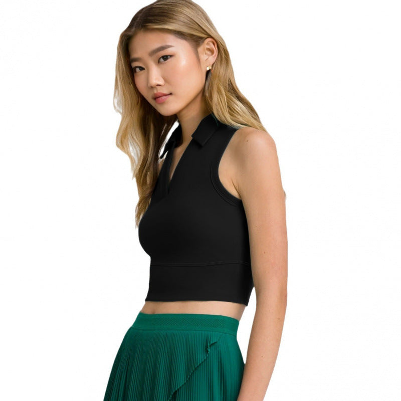 Women's Polo Neck Active Tank Top – product view 5