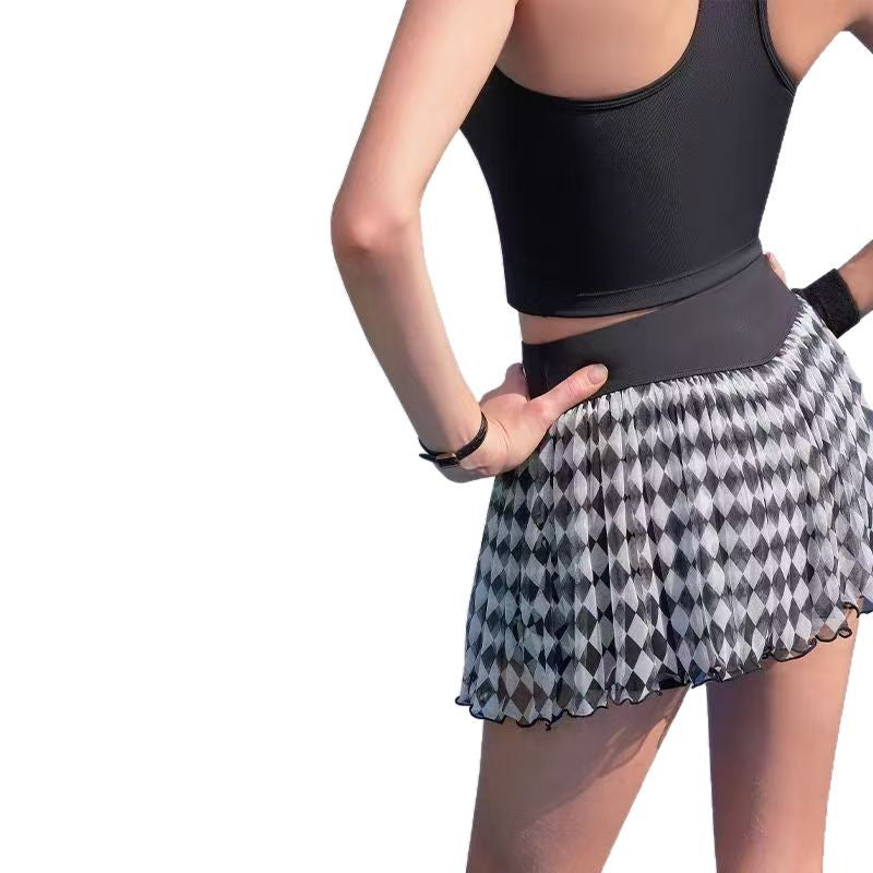 Women's Sleeveless Polo Tennis Top & Checkered Skirt Separates