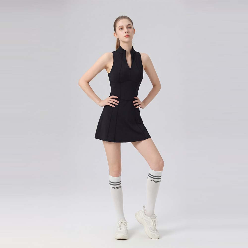 Sleeveless zip tennis dress with built-in shorts – image 6