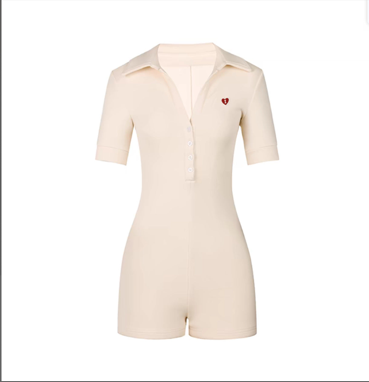 Cream short-sleeve active romper product view