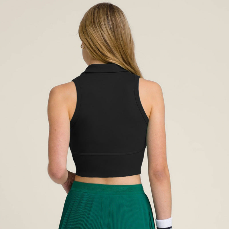 Women's Polo Neck Active Tank Top – product view 3