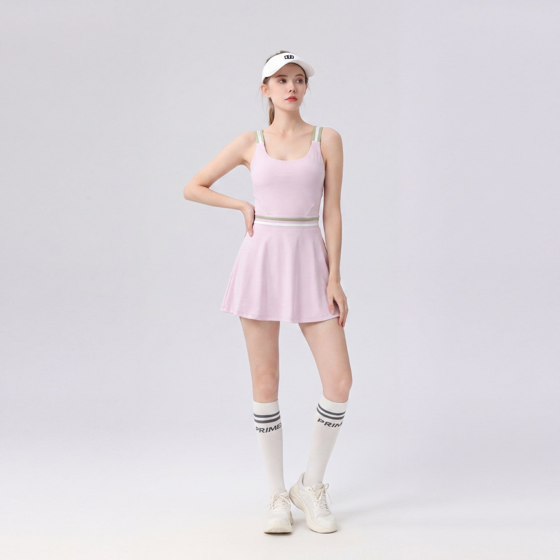 Women's Color-Block Open-Back Tennis Dress with Built-In Bra