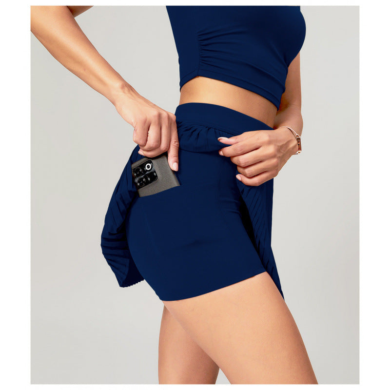 Women's Pleated Tennis Skirt with Built-In Shorts