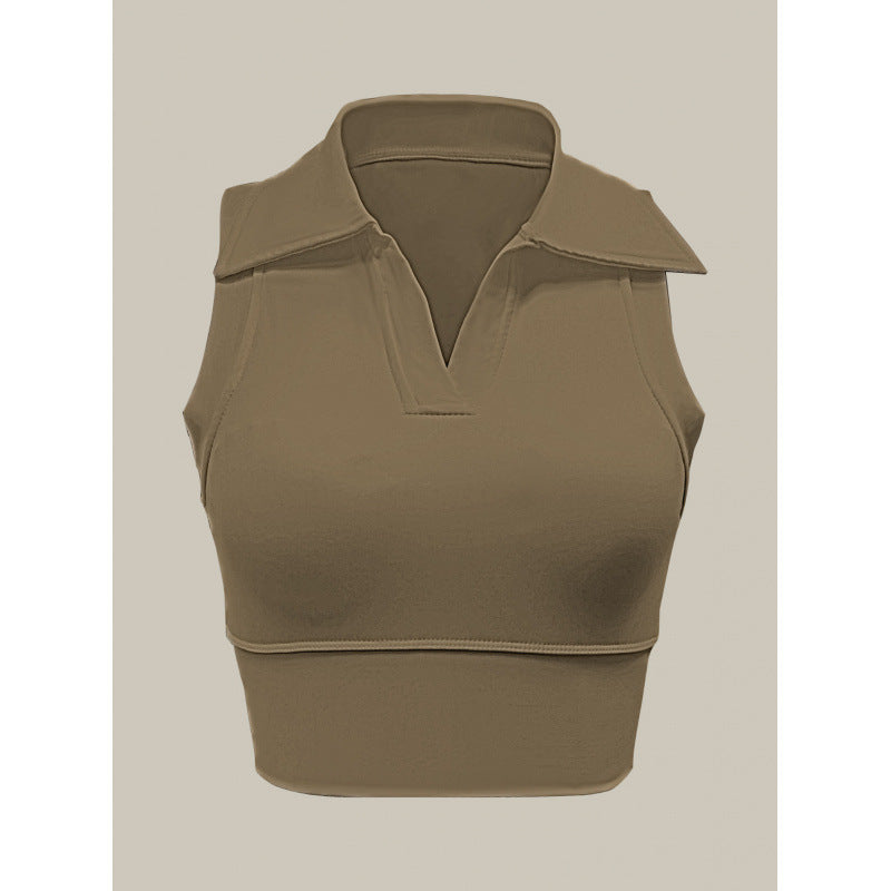 Women's Polo Neck Active Tank Top – product view 7