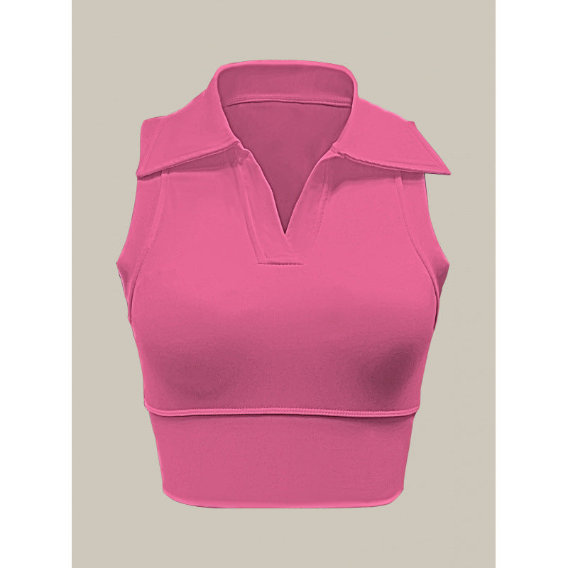 Women's Polo Neck Active Tank Top – product view 6