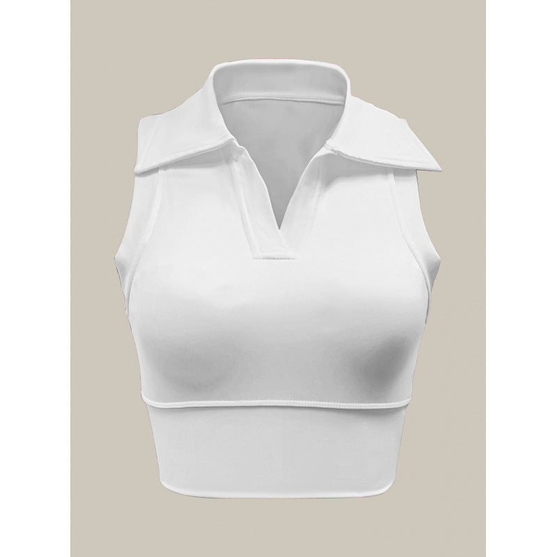 Women's Polo Neck Active Tank Top – product view 9