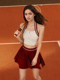 Women's Striped Halter Tennis Top & Skort Set