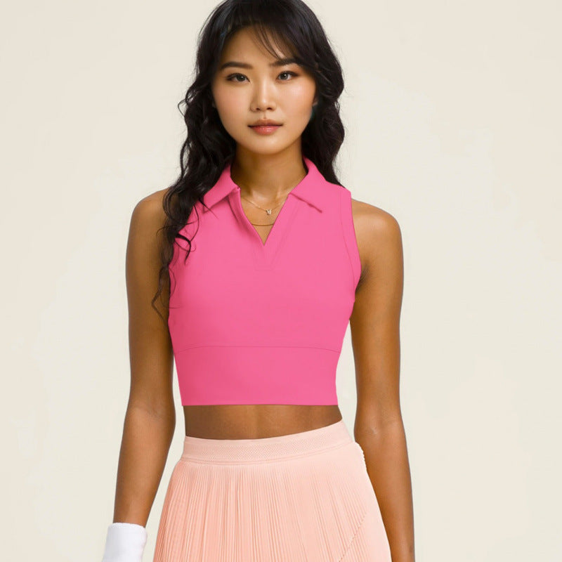 Women's Polo Neck Active Tank Top – product view 2