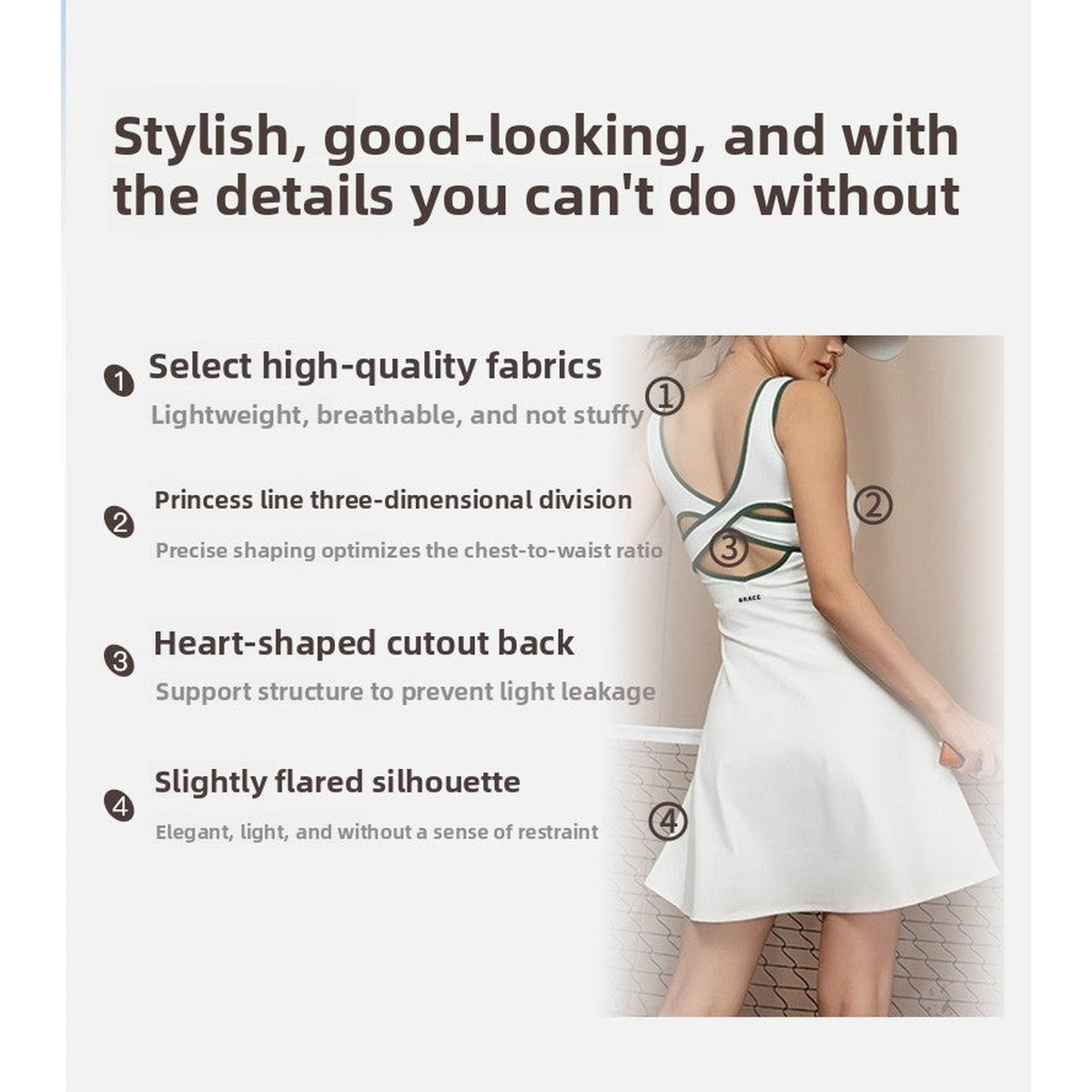 Women's Open-Back Quick-Dry Tennis Dress — view 2