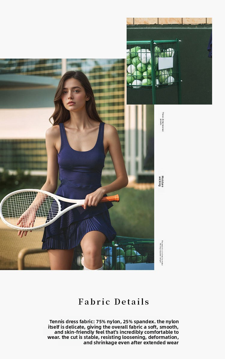 Women's tennis dress fabric and fit detail