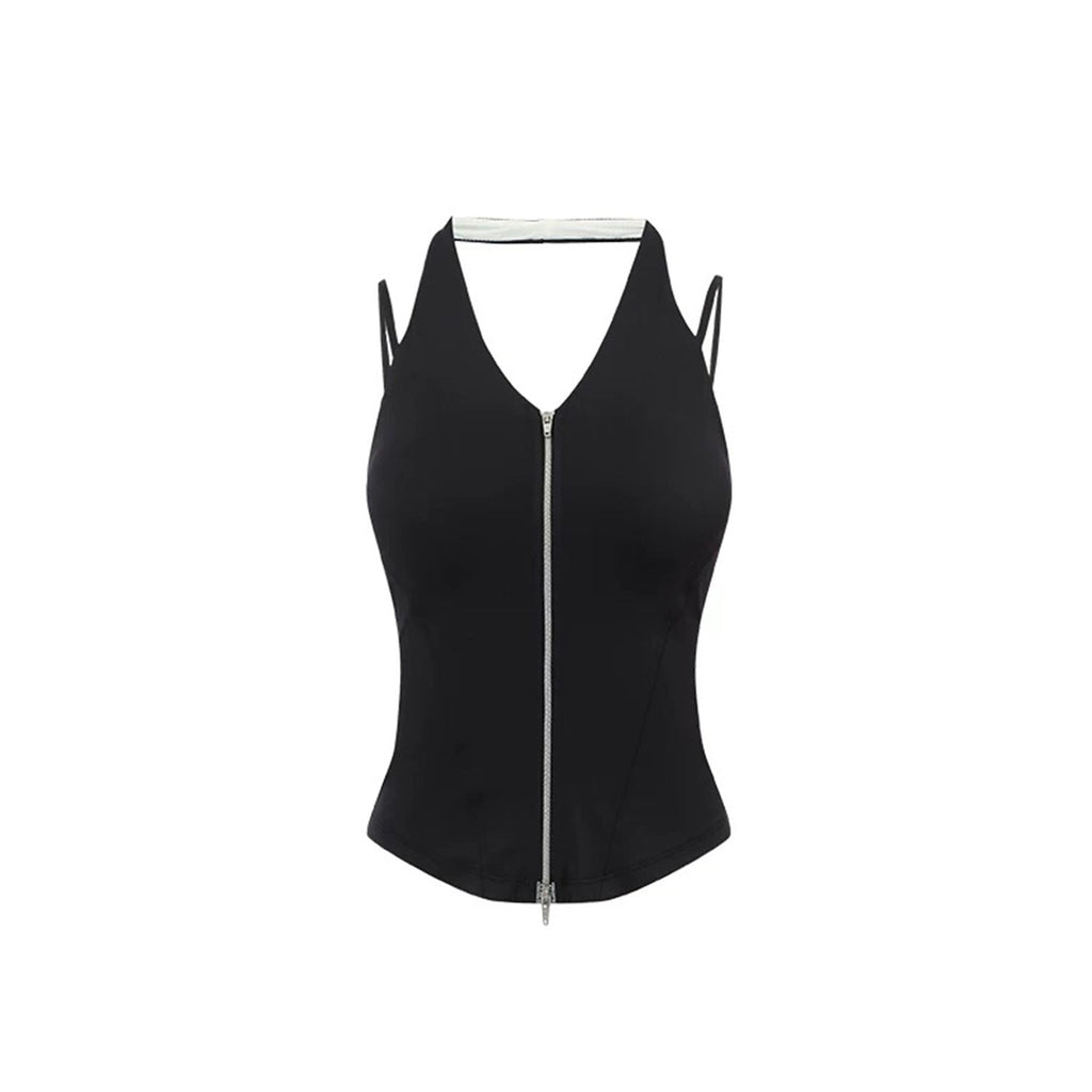 Charcoal Black women's padded tennis and golf tank top