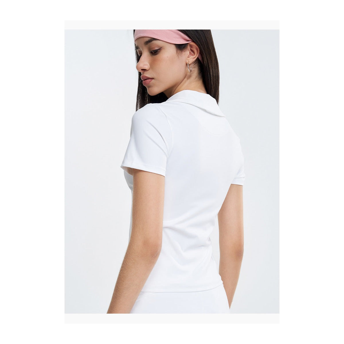Women's Short-Sleeve Nylon Tennis Polo Top — back view